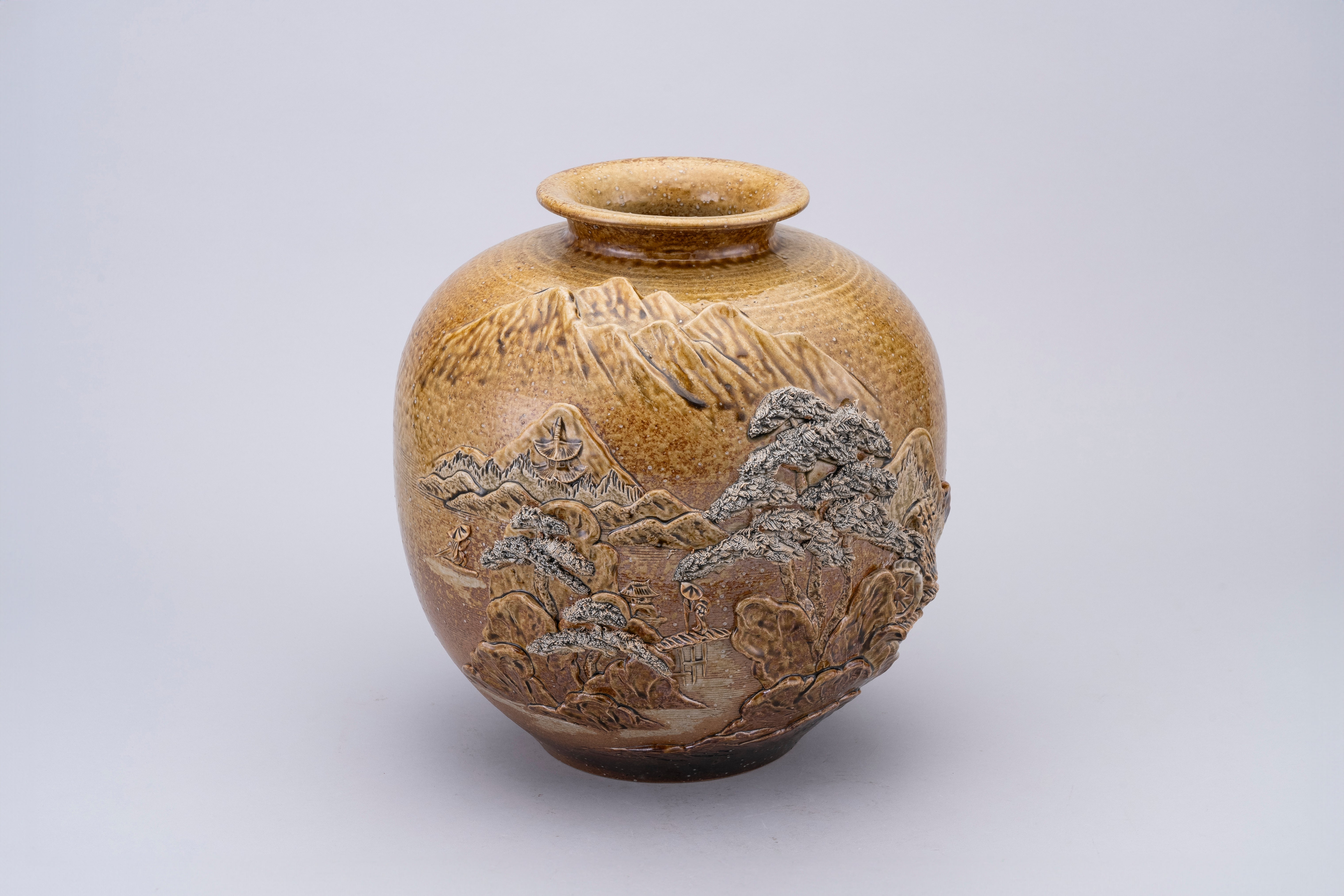 Large handmade landscape vase – Shigaraki ware KAMA